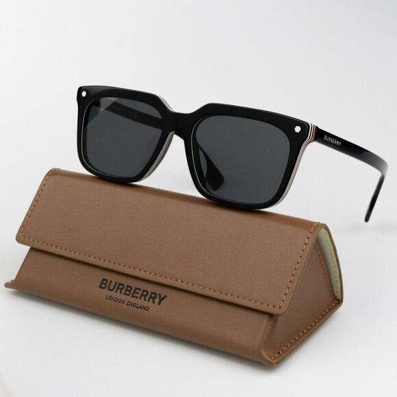 NEW Burberry BE4337F CARNABY 379887 Black Grey Square Unisex Sunglasses BE 4337F